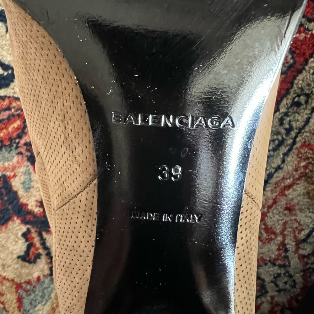 BALENCIAGA Perforated Suede Peep-Toe Booties - Size IT 39 | US 9 - Picture 7 of 12